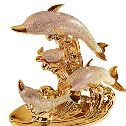 Home And Decoration European Wedding Decorated Crafts Room Decoration Handicraft Ceramic Gold Dolphins Decorations