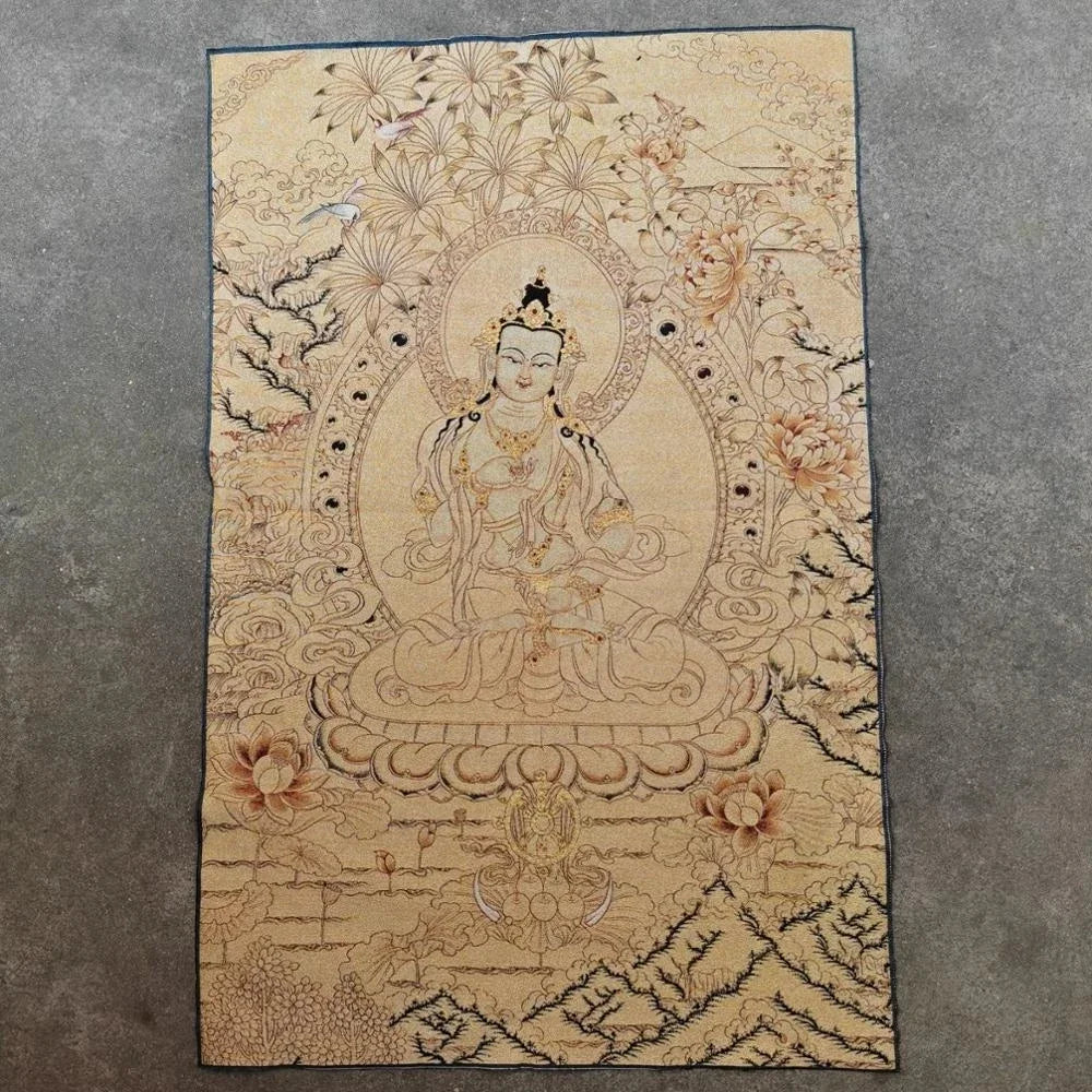 Home Decor 35" Thangka embroidery Tibetan Buddhism silk embroidery brocade Nepal Vajrasattva Bodhisattva Buddha Statue Thangkas