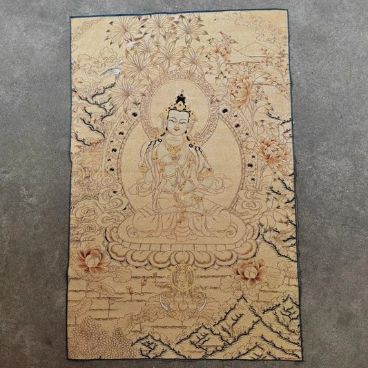 Home Decor 35" Thangka embroidery Tibetan Buddhism silk embroidery brocade Nepal Vajrasattva Bodhisattva Buddha Statue Thangkas