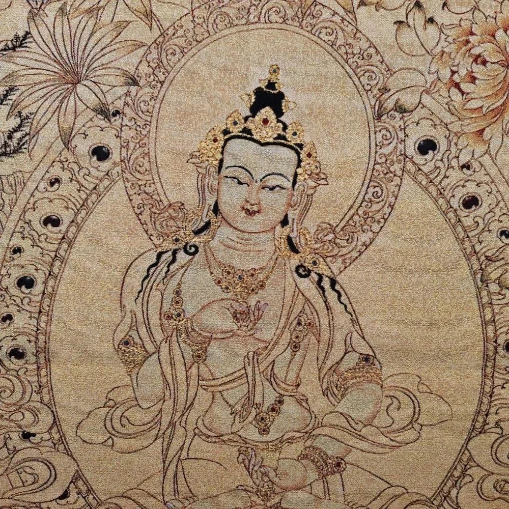Home Decor 35" Thangka embroidery Tibetan Buddhism silk embroidery brocade Nepal Vajrasattva Bodhisattva Buddha Statue Thangkas