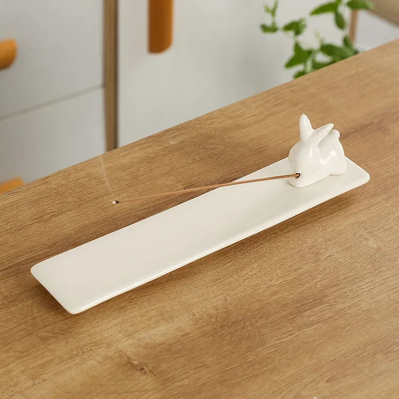 Home Decor Incense Burner Cute Cat Lovely Rabbit Incense Stick Holder Ceramic Handicraft