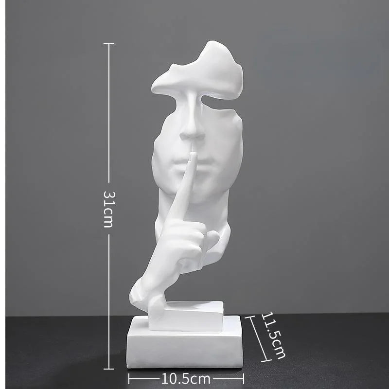Home Decoration Accessories Silence Is Gold Statues for Decoration Human Face Statue Abstract Sculpture African Decoration Home