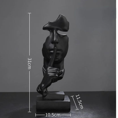 Home Decoration Accessories Silence Is Gold Statues for Decoration Human Face Statue Abstract Sculpture African Decoration Home