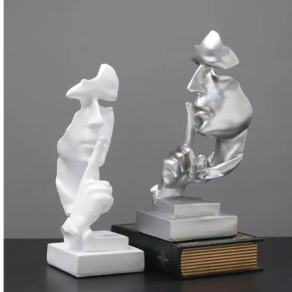 Home Decoration Accessories Silence Is Gold Statues for Decoration Human Face Statue Abstract Sculpture African Decoration Home