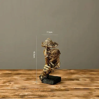 Home Decoration Accessories Silence Is Gold Statues for Decoration Human Face Statue Abstract Sculpture African Decoration Home