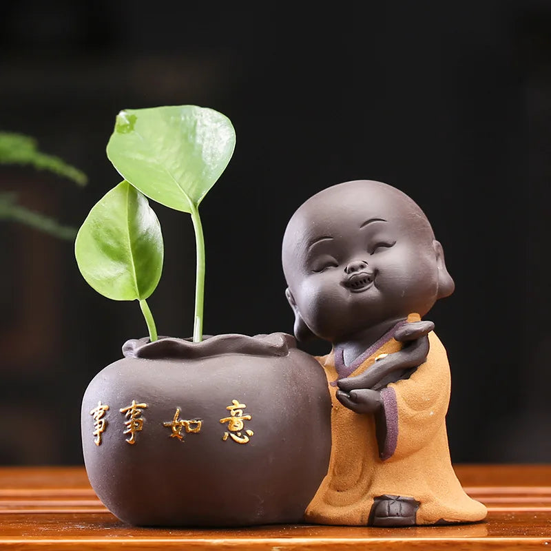 Home Decoration Tea Set Accessories Ceramic Tea Set Pet Decoration Statue Sculpture Flower Pot Hydroponic Plant Decoration