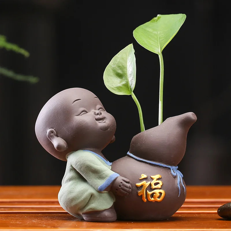 Home Decoration Tea Set Accessories Ceramic Tea Set Pet Decoration Statue Sculpture Flower Pot Hydroponic Plant Decoration