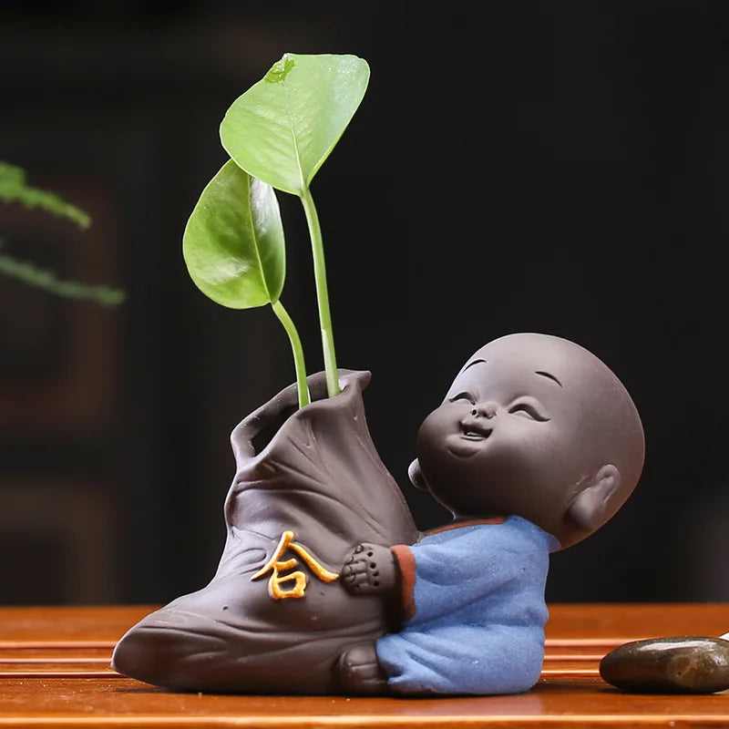 Home Decoration Tea Set Accessories Ceramic Tea Set Pet Decoration Statue Sculpture Flower Pot Hydroponic Plant Decoration