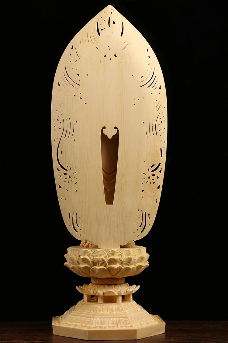 Home Decoration Wooden Buddha Statue Guanyin Spirit Hinoki Bouddha Goddess Statue Craft Gift