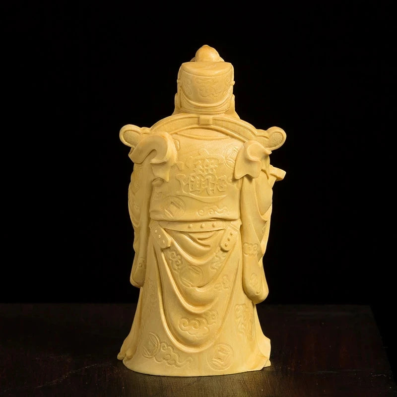 Home Statue Art Sculpture 8cm Feng Shui Sculpture Solid Wood Buddha Boxwood Carving Chinese God of