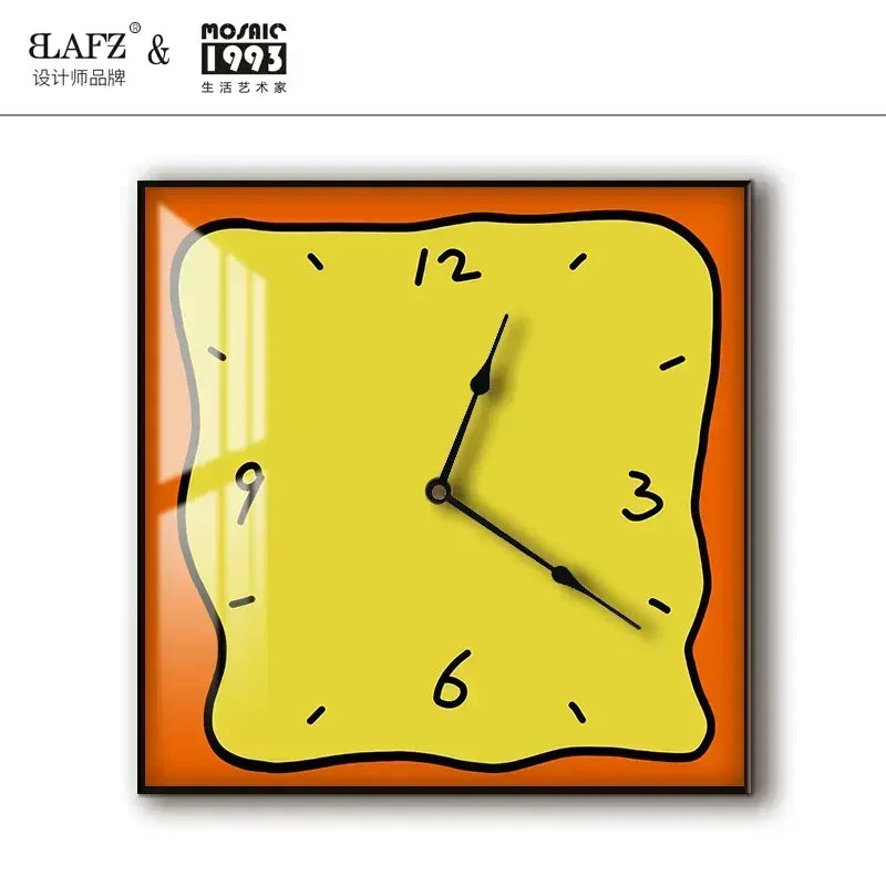 Home fashion wall clock Korean graffiti cartoon art mute clock table painting block meter box wall clock