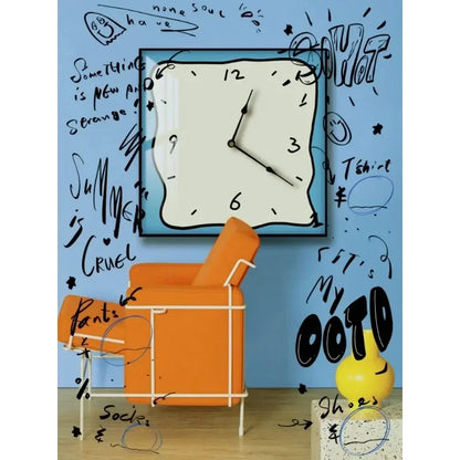 Home fashion wall clock Korean graffiti cartoon art mute clock table painting block meter box wall clock
