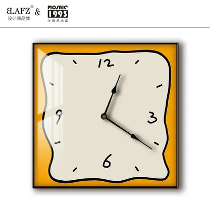 Home fashion wall clock Korean graffiti cartoon art mute clock table painting block meter box wall clock