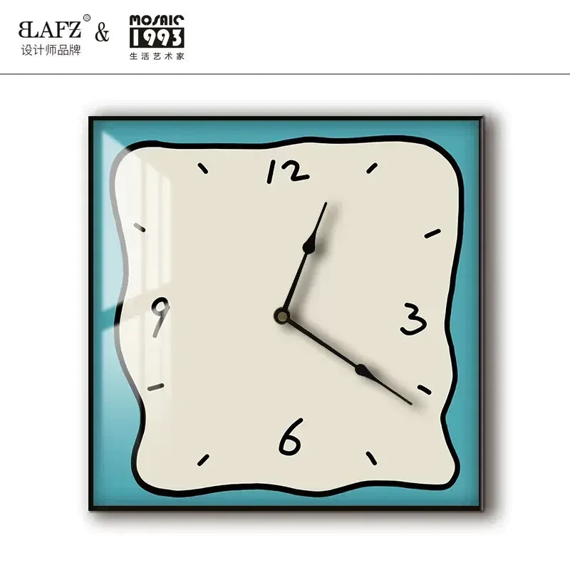 Home fashion wall clock Korean graffiti cartoon art mute clock table painting block meter box wall clock