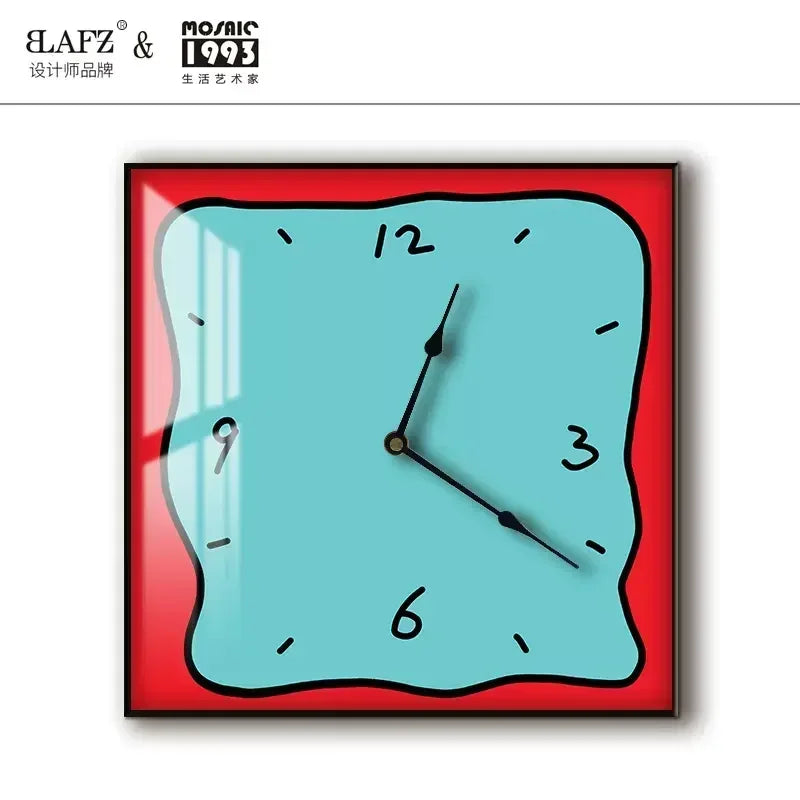 Home fashion wall clock Korean graffiti cartoon art mute clock table painting block meter box wall clock