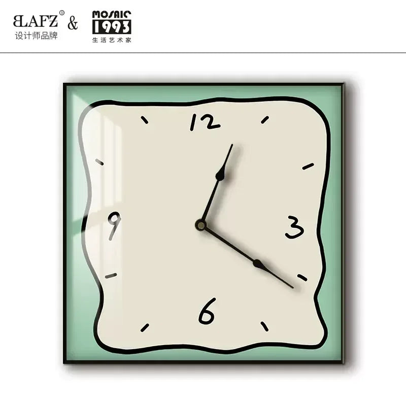 Home fashion wall clock Korean graffiti cartoon art mute clock table painting block meter box wall clock