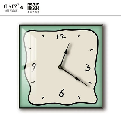 Home fashion wall clock Korean graffiti cartoon art mute clock table painting block meter box wall clock