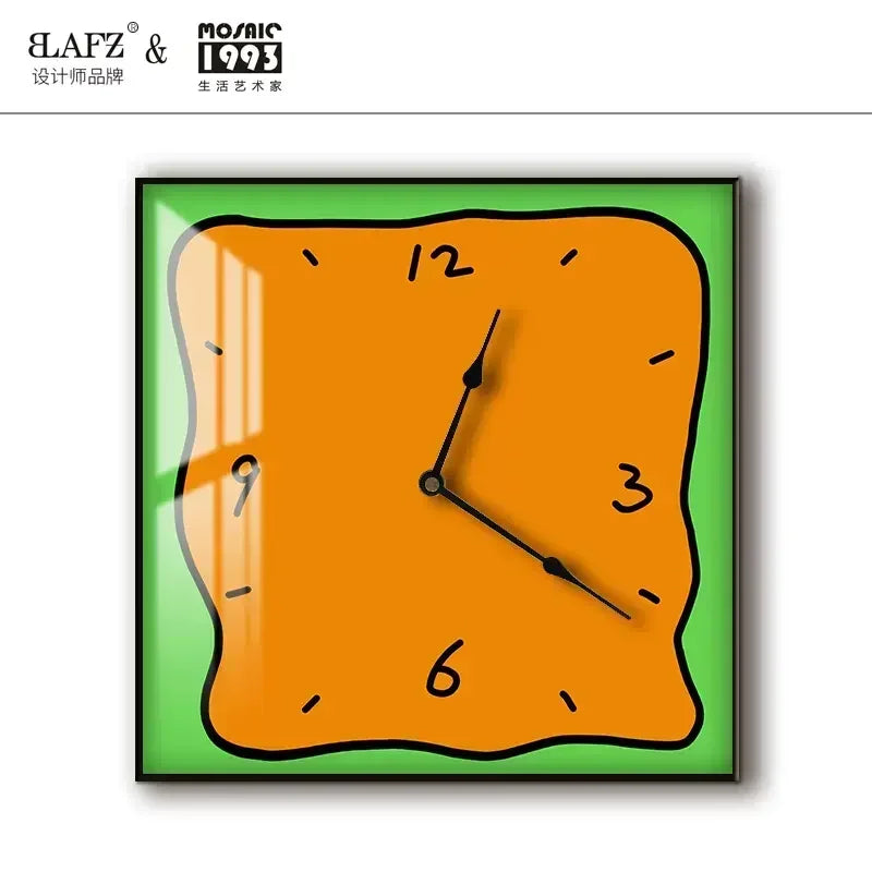 Home fashion wall clock Korean graffiti cartoon art mute clock table painting block meter box wall clock