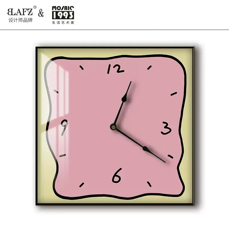 Home fashion wall clock Korean graffiti cartoon art mute clock table painting block meter box wall clock