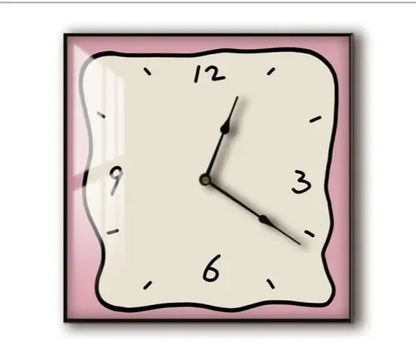 Home fashion wall clock Korean graffiti cartoon art mute clock table painting block meter box wall clock