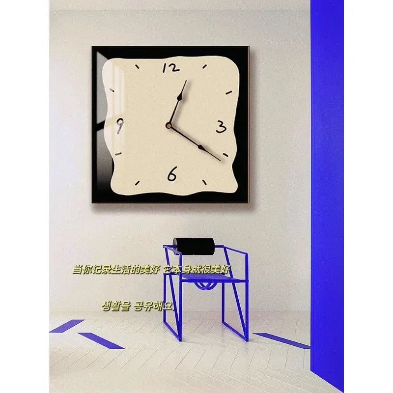 Home fashion wall clock Korean graffiti cartoon art mute clock table painting block meter box wall clock