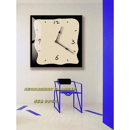 Home fashion wall clock Korean graffiti cartoon art mute clock table painting block meter box wall clock