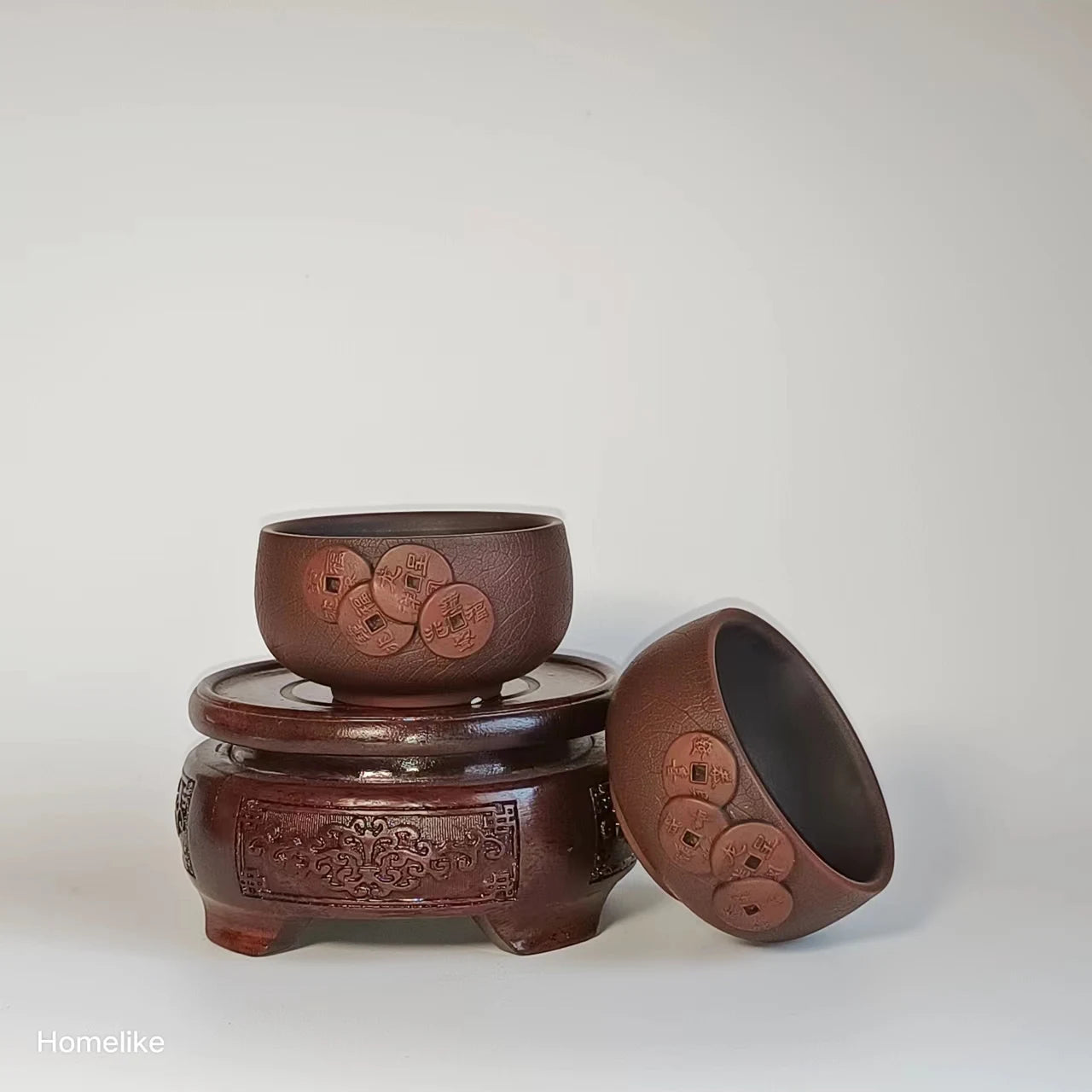 Homelike Chinese Jianshui Purple Clay Handmade  Carving Cup Tea Ceremony Ceramic Tea  TeaCups  Kung Fu Tea Set Drinkware