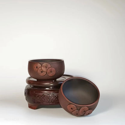 Homelike Chinese Jianshui Purple Clay Handmade  Carving Cup Tea Ceremony Ceramic Tea  TeaCups  Kung Fu Tea Set Drinkware