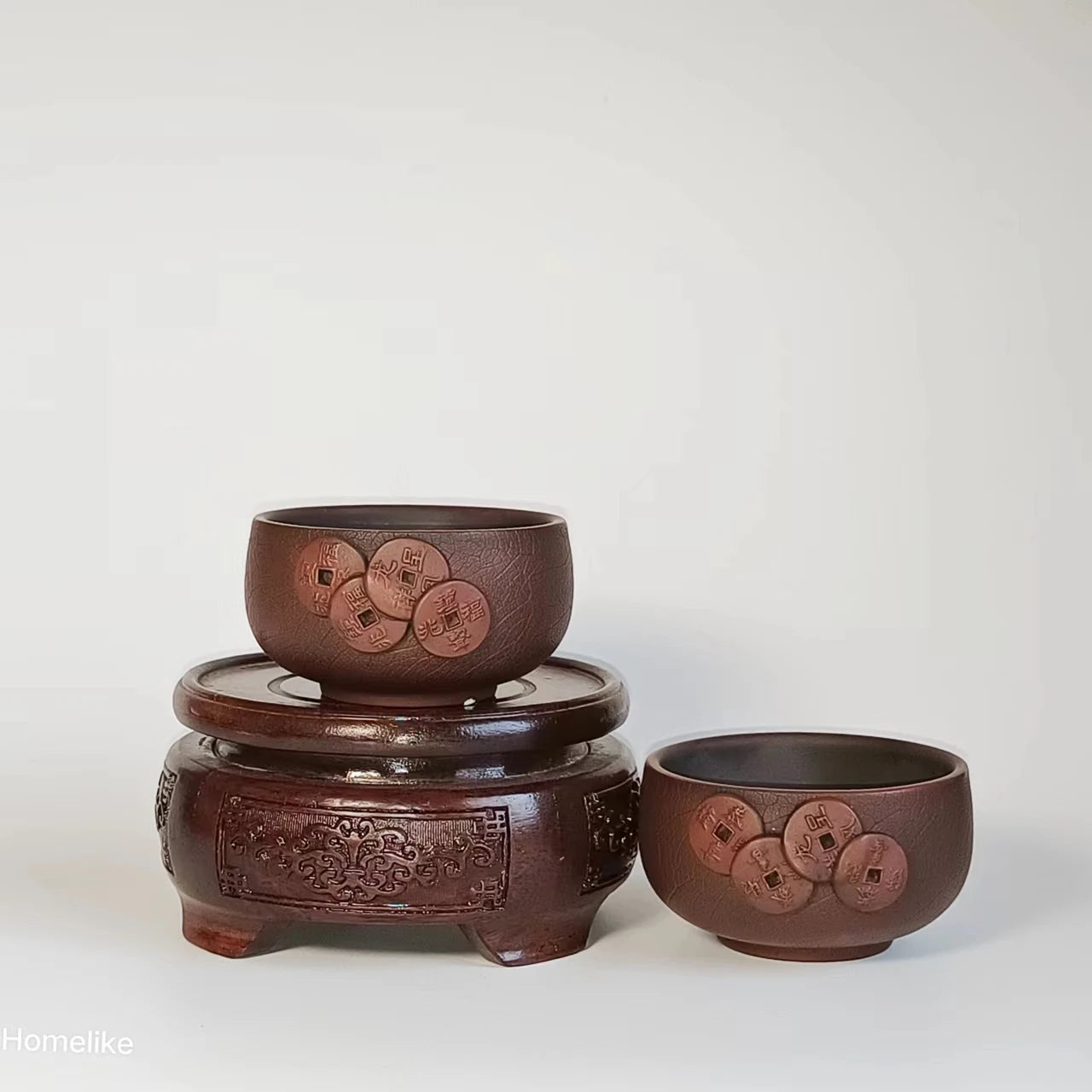 Homelike Chinese Jianshui Purple Clay Handmade  Carving Cup Tea Ceremony Ceramic Tea  TeaCups  Kung Fu Tea Set Drinkware