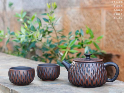 Homelike High Quality Jianshui Handmade Full Carving Teapot (Not Yixing Zisha Ceramic  Kung Fu Tea Set Drinkware Tea Ceremony