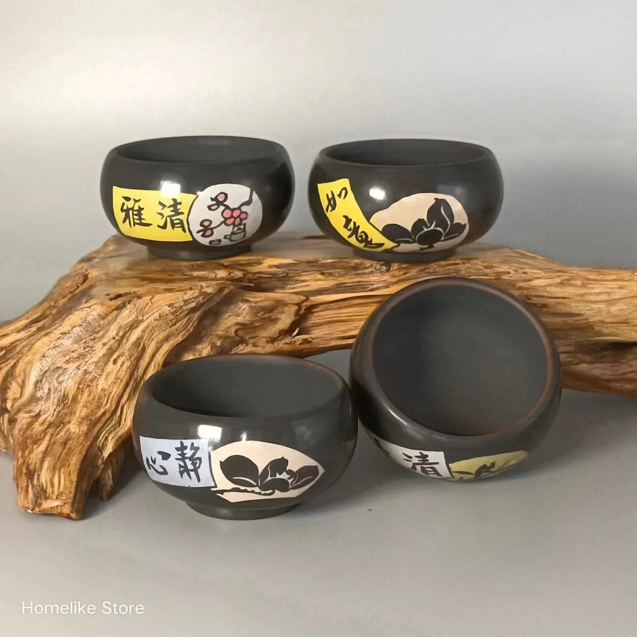 Homelike Jianshui Purple Clay Handmade Color Carving Cup Tea Ceremony Ceramic Tea  TeaCups  Kung Fu Tea Set Drinkware
