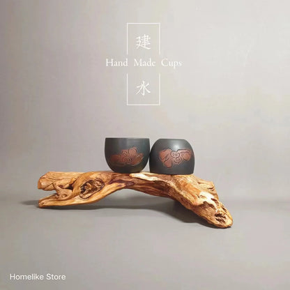 Homelike Jianshui Purple Clay Handmade  Lotus Master Cup Tea Ceremony Ceramic Tea  TeaCups  Kung Fu Tea Set Drinkware