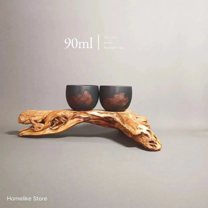 Homelike Jianshui Purple Clay Handmade  Lotus Master Cup Tea Ceremony Ceramic Tea  TeaCups  Kung Fu Tea Set Drinkware