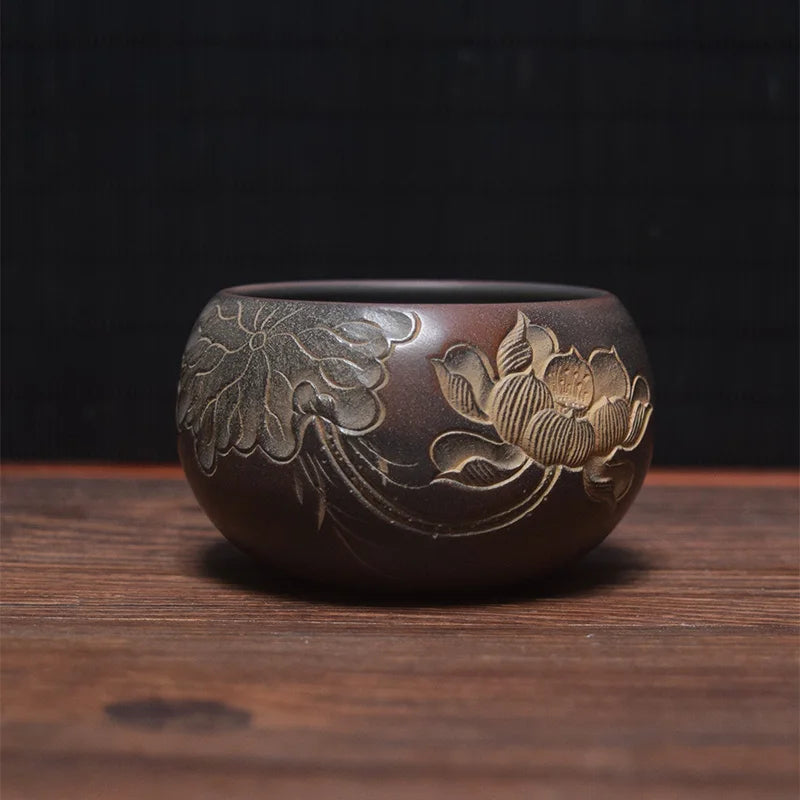 Homelike Qinzhou Ceramic  nixing Tao(Not Yixing Clay) 80ml Handmade Master teacup for Puer oolong Kung Fu Gift For Festival