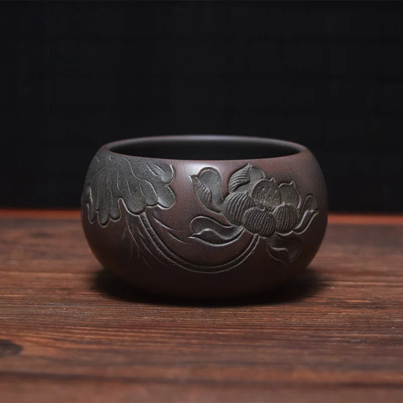 Homelike Qinzhou Ceramic  nixing Tao(Not Yixing Clay) 80ml Handmade Master teacup for Puer oolong Kung Fu Gift For Festival