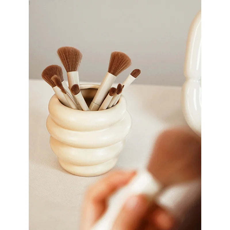 Honey Pot Shape Storage Barrel Stationery Makeup Pen Barrel Tableware Chopsticks Barrel Ceramic Pot Vase Ornaments