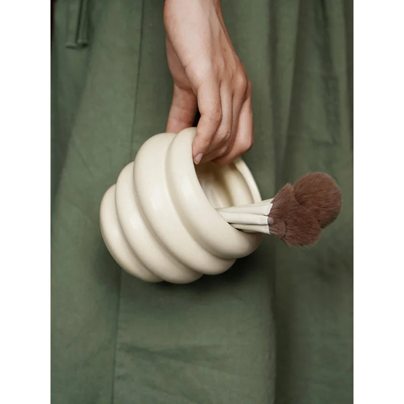 Honey Pot Shape Storage Barrel Stationery Makeup Pen Barrel Tableware Chopsticks Barrel Ceramic Pot Vase Ornaments