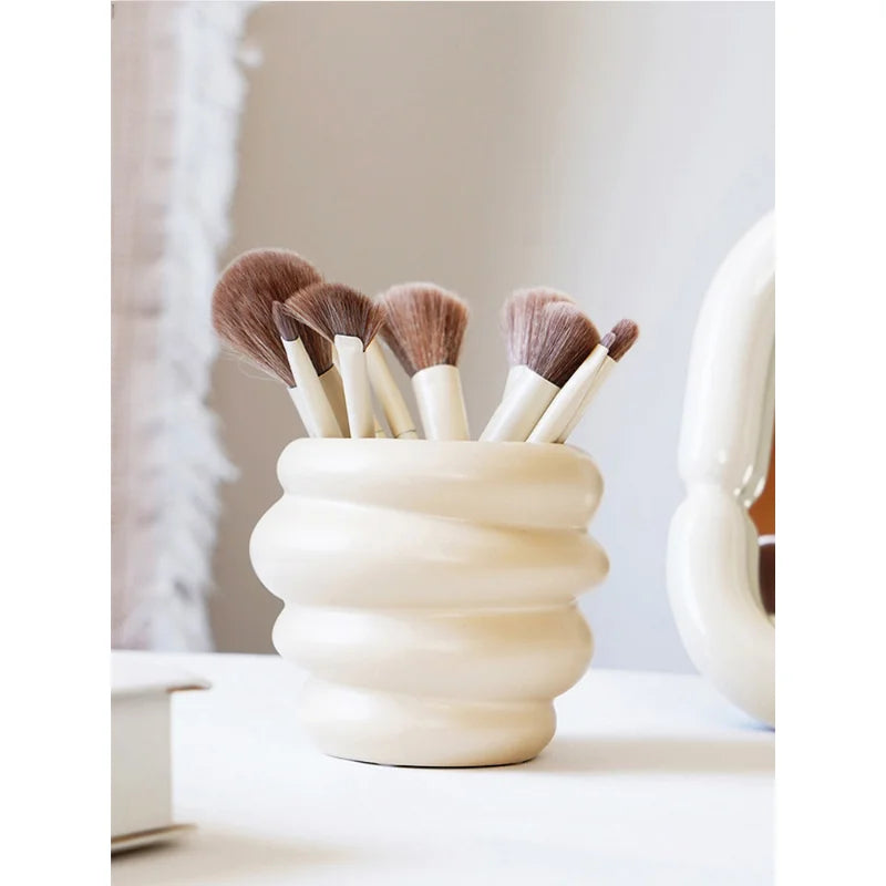 Honey Pot Shape Storage Barrel Stationery Makeup Pen Barrel Tableware Chopsticks Barrel Ceramic Pot Vase Ornaments