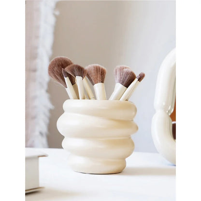 Honey Pot Shape Storage Barrel Stationery Makeup Pen Barrel Tableware Chopsticks Barrel Ceramic Pot Vase Ornaments