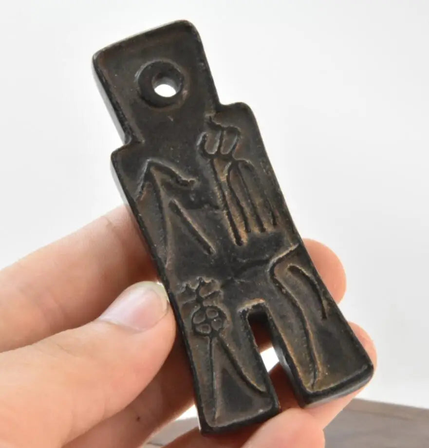 Hongshan culture archaize black iron meteorite Ancient coins statue