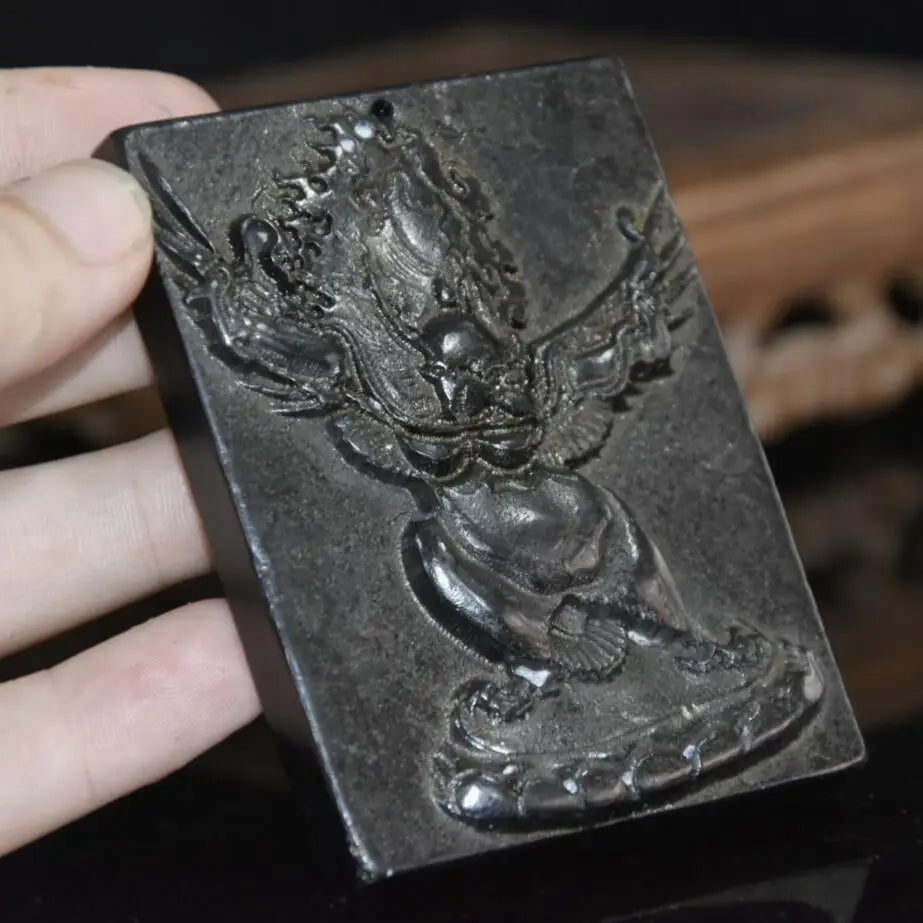 Hongshan culture archaize black iron meteorite Dapeng bird amulet pendant statue