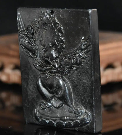 Hongshan culture archaize black iron meteorite Dapeng bird amulet pendant statue