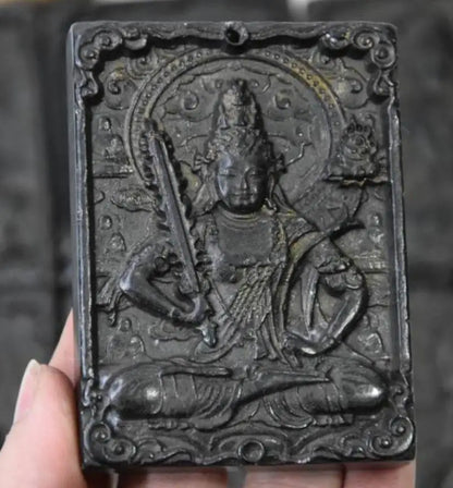 Hongshan culture archaize black iron meteorite Eight Patronuses pendant statue