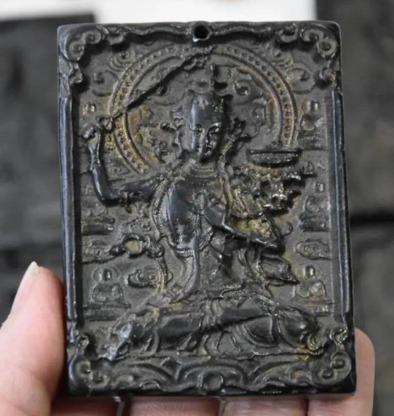 Hongshan culture archaize black iron meteorite Eight Patronuses pendant statue