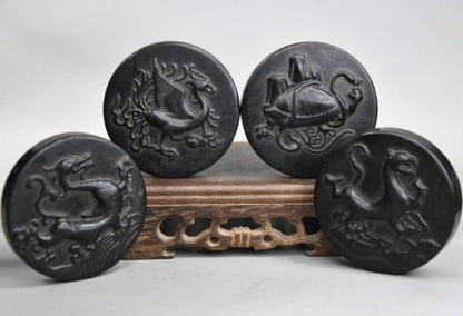 Hongshan culture archaize black iron meteorite Four great god beast amulet statue