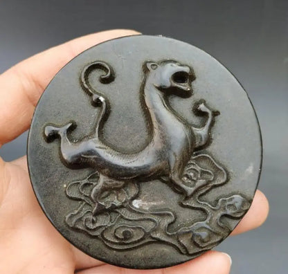 Hongshan culture archaize black iron meteorite Four great god beast amulet statue