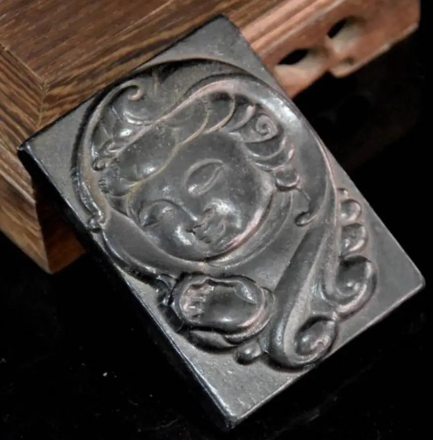 Hongshan culture archaize black iron meteorite Guanyin Head pendant amulet statue