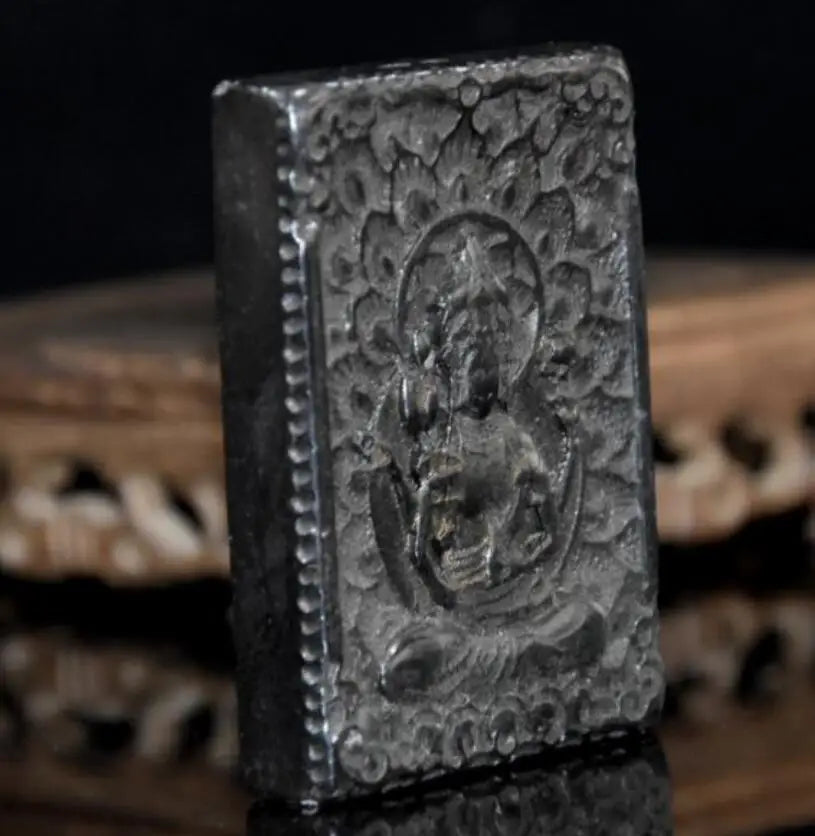 Hongshan culture archaize black iron meteorite Guanyin bodhisattva Buddha amulet statue