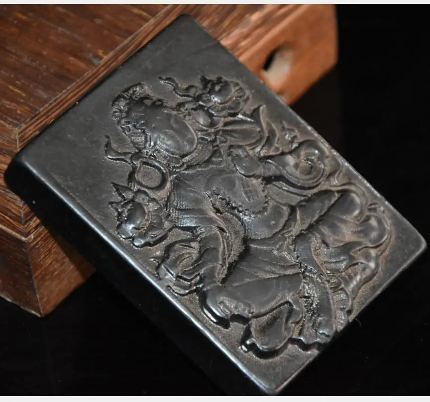 Hongshan culture archaize black iron meteorite Guanyin bodhisattva statue