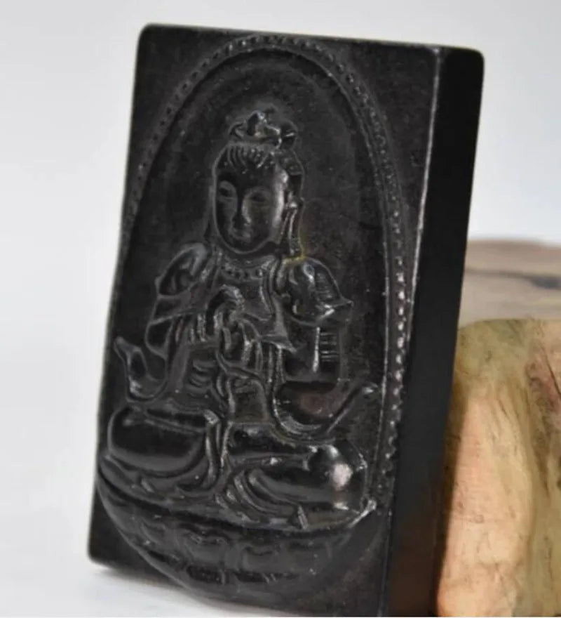 Hongshan culture archaize black iron meteorite Guanyin bodhisattva statue
